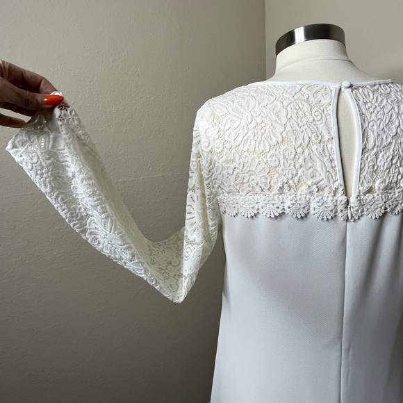 Laundry Shelli Segal Ivory Dress Size 12 Bride Lace Shift BHLDN Wedding Formal - Picture 11 of 15